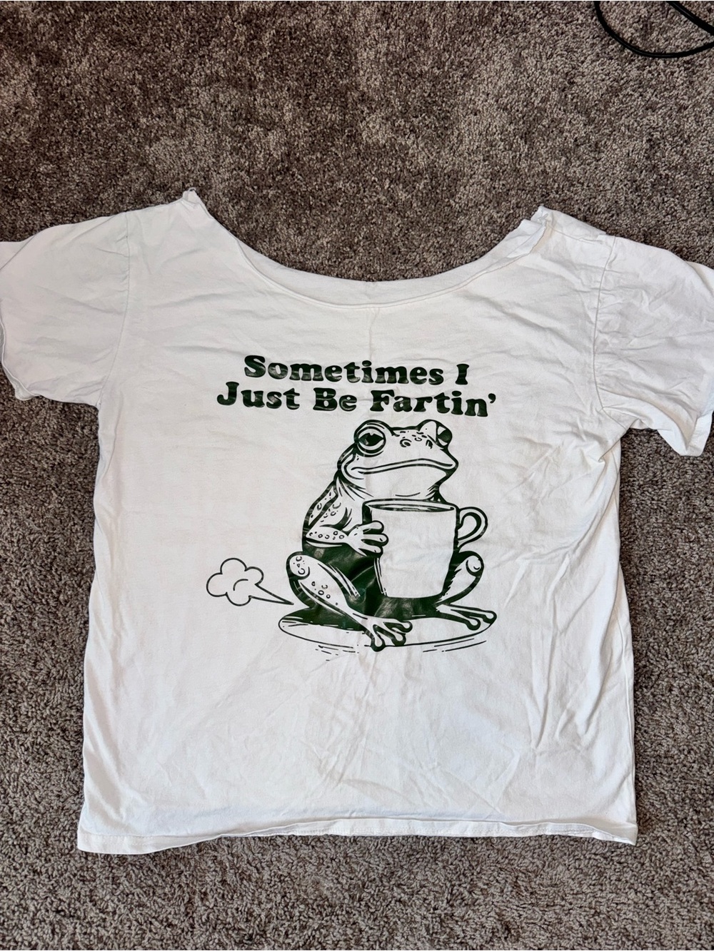 Relaxed Fit Women’s White Frog Funny Graphic Tee - 'Sometimes I Just Be Fartin''